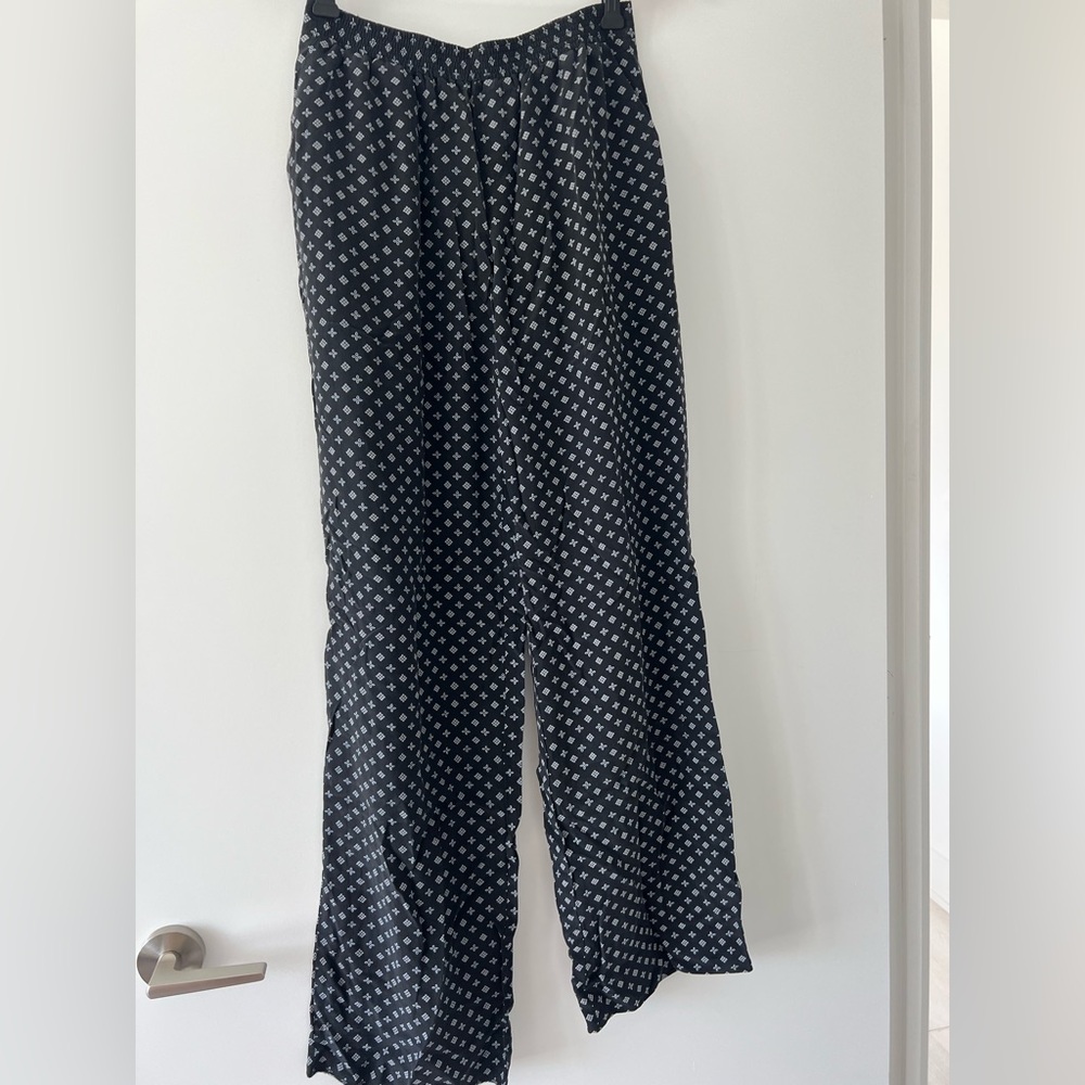 Club Monaco Black and White Wide Leg Pants